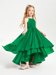 Abiti Damigella Junior In Chiffon Gonna Asimmetrica A Cascata Smeraldo