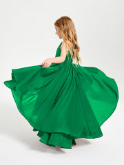 Abiti Damigella Junior In Chiffon Gonna Asimmetrica A Cascata Smeraldo