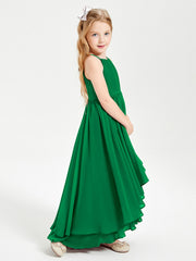 Abiti Damigella Junior In Chiffon Gonna Asimmetrica A Cascata Smeraldo