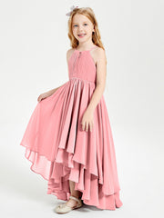 Abiti Damigella Junior In Chiffon Gonna Asimmetrica A Cascata Fenicottero