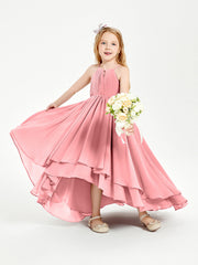 Abiti Damigella Junior In Chiffon Gonna Asimmetrica A Cascata Fenicottero