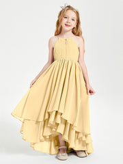 Abiti Damigella Junior In Chiffon Gonna Asimmetrica A Cascata Oro