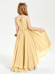Abiti Damigella Junior In Chiffon Gonna Asimmetrica A Cascata Oro