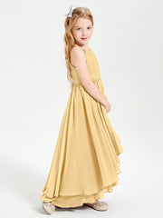 Abiti Damigella Junior In Chiffon Gonna Asimmetrica A Cascata Oro
