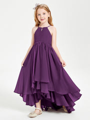 Abiti Damigella Junior In Chiffon Gonna Asimmetrica A Cascata Viola