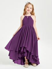 Abiti Damigella Junior In Chiffon Gonna Asimmetrica A Cascata Viola