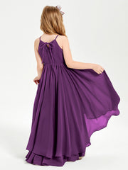 Abiti Damigella Junior In Chiffon Gonna Asimmetrica A Cascata Viola