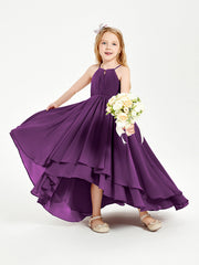 Abiti Damigella Junior In Chiffon Gonna Asimmetrica A Cascata Viola