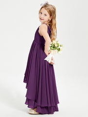 Abiti Damigella Junior In Chiffon Gonna Asimmetrica A Cascata Viola