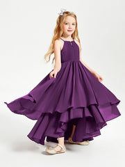 Abiti Damigella Junior In Chiffon Gonna Asimmetrica A Cascata Viola