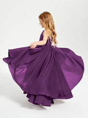 Abiti Damigella Junior In Chiffon Gonna Asimmetrica A Cascata Viola