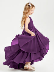 Abiti Damigella Junior In Chiffon Gonna Asimmetrica A Cascata Viola
