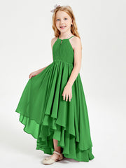 Abiti Damigella Junior In Chiffon Gonna Asimmetrica A Cascata Verde