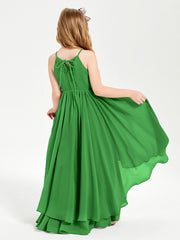 Abiti Damigella Junior In Chiffon Gonna Asimmetrica A Cascata Verde