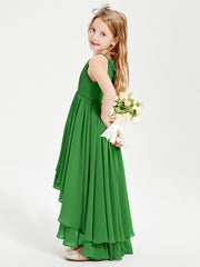Abiti Damigella Junior In Chiffon Gonna Asimmetrica A Cascata Verde