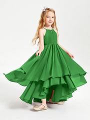 Abiti Damigella Junior In Chiffon Gonna Asimmetrica A Cascata Verde