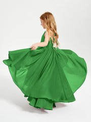 Abiti Damigella Junior In Chiffon Gonna Asimmetrica A Cascata Verde