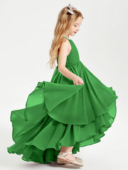 Abiti Damigella Junior In Chiffon Gonna Asimmetrica A Cascata Verde