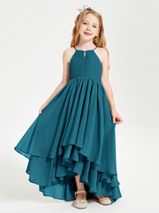 Abiti Damigella Junior In Chiffon Gonna Asimmetrica A Cascata Blu Inchiostro
