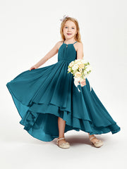 Abiti Damigella Junior In Chiffon Gonna Asimmetrica A Cascata Blu Inchiostro