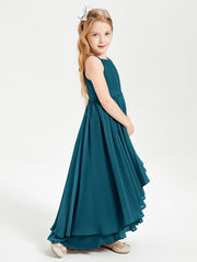 Abiti Damigella Junior In Chiffon Gonna Asimmetrica A Cascata Blu Inchiostro