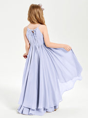 Abiti Damigella Junior In Chiffon Gonna Asimmetrica A Cascata Lavanda