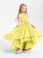 Abiti Damigella Junior In Chiffon Gonna Asimmetrica A Cascata Limone