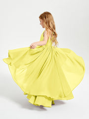Abiti Damigella Junior In Chiffon Gonna Asimmetrica A Cascata Limone