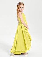 Abiti Damigella Junior In Chiffon Gonna Asimmetrica A Cascata Limone