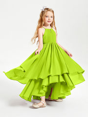Abiti Damigella Junior In Chiffon Gonna Asimmetrica A Cascata Verde Lime