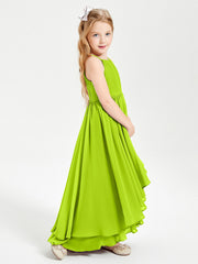 Abiti Damigella Junior In Chiffon Gonna Asimmetrica A Cascata Verde Lime