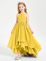 Abiti Damigella Junior In Chiffon Gonna Asimmetrica A Cascata Calendula