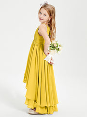 Abiti Damigella Junior In Chiffon Gonna Asimmetrica A Cascata Calendula