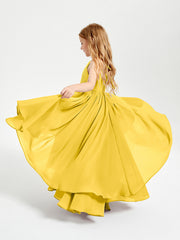 Abiti Damigella Junior In Chiffon Gonna Asimmetrica A Cascata Calendula