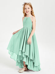 Abiti Damigella Junior In Chiffon Gonna Asimmetrica A Cascata Verde Menta