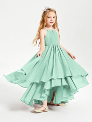 Abiti Damigella Junior In Chiffon Gonna Asimmetrica A Cascata Verde Menta
