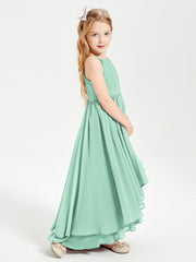 Abiti Damigella Junior In Chiffon Gonna Asimmetrica A Cascata Verde Menta