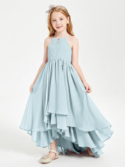 Abiti Damigella Junior In Chiffon Gonna Asimmetrica A Cascata Nebbia