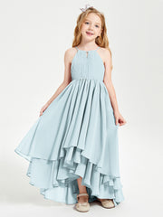 Abiti Damigella Junior In Chiffon Gonna Asimmetrica A Cascata Nebbia
