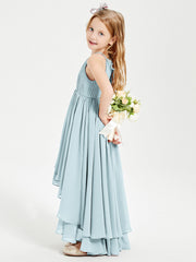 Abiti Damigella Junior In Chiffon Gonna Asimmetrica A Cascata Nebbia