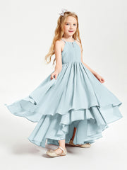 Abiti Damigella Junior In Chiffon Gonna Asimmetrica A Cascata Nebbia