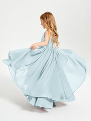 Abiti Damigella Junior In Chiffon Gonna Asimmetrica A Cascata Nebbia
