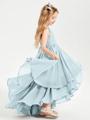 Abiti Damigella Junior In Chiffon Gonna Asimmetrica A Cascata Nebbia