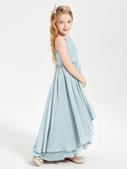 Abiti Damigella Junior In Chiffon Gonna Asimmetrica A Cascata Nebbia