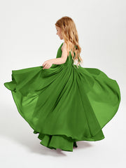 Abiti Damigella Junior In Chiffon Gonna Asimmetrica A Cascata Muschio