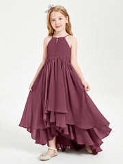 Abiti Damigella Junior In Chiffon Gonna Asimmetrica A Cascata Gelso