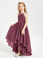 Abiti Damigella Junior In Chiffon Gonna Asimmetrica A Cascata Gelso