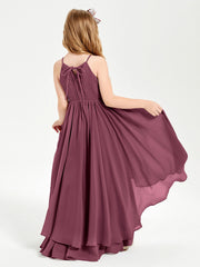 Abiti Damigella Junior In Chiffon Gonna Asimmetrica A Cascata Gelso