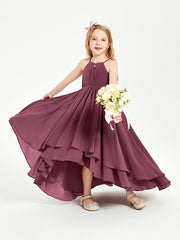 Abiti Damigella Junior In Chiffon Gonna Asimmetrica A Cascata Gelso