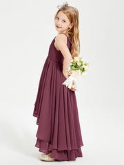 Abiti Damigella Junior In Chiffon Gonna Asimmetrica A Cascata Gelso